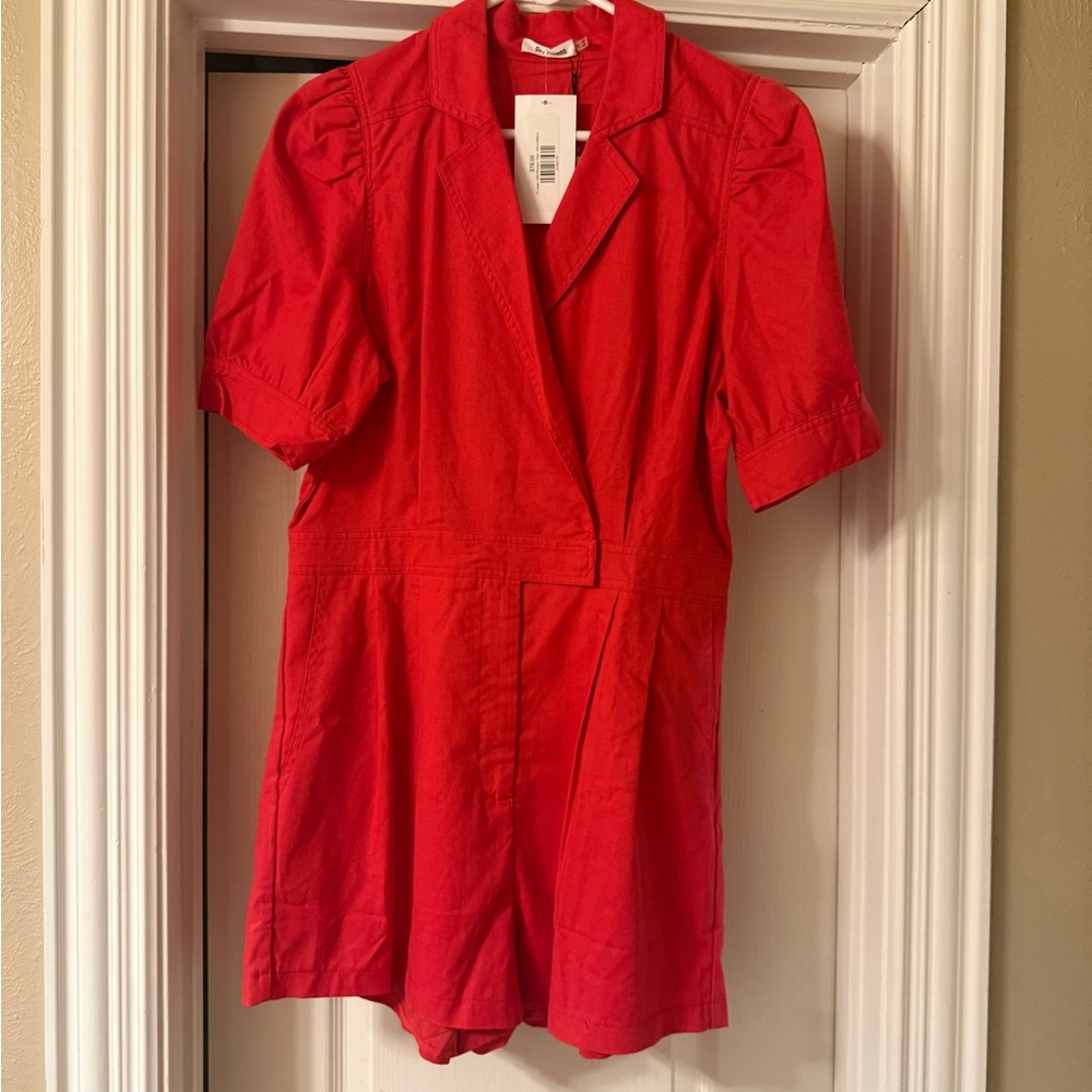 Daydreamer Bright Red Collared Romper